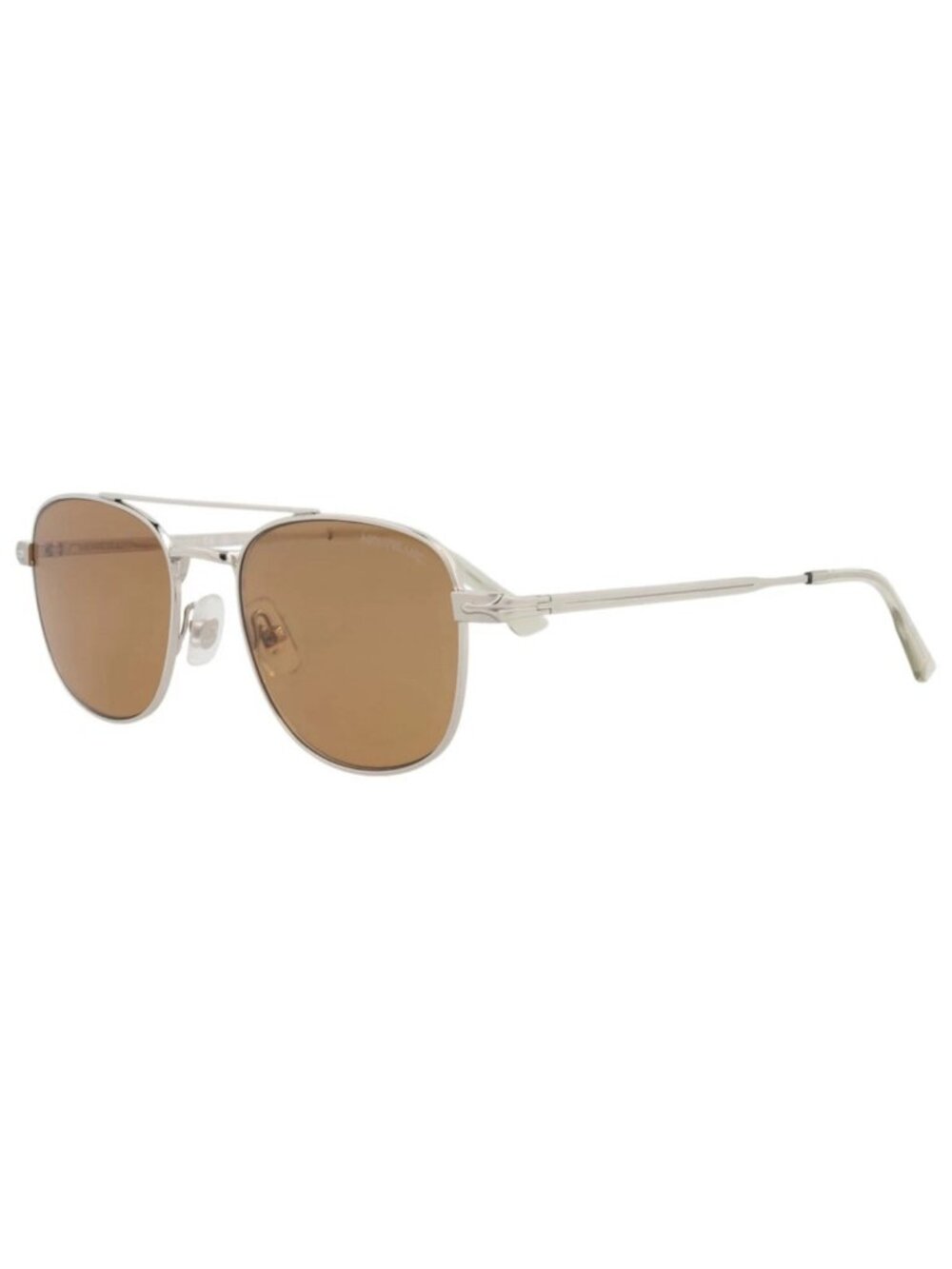 New Montblanc Women's Sunglasses Aviator Metal Frame Mens Silver Silver Brown